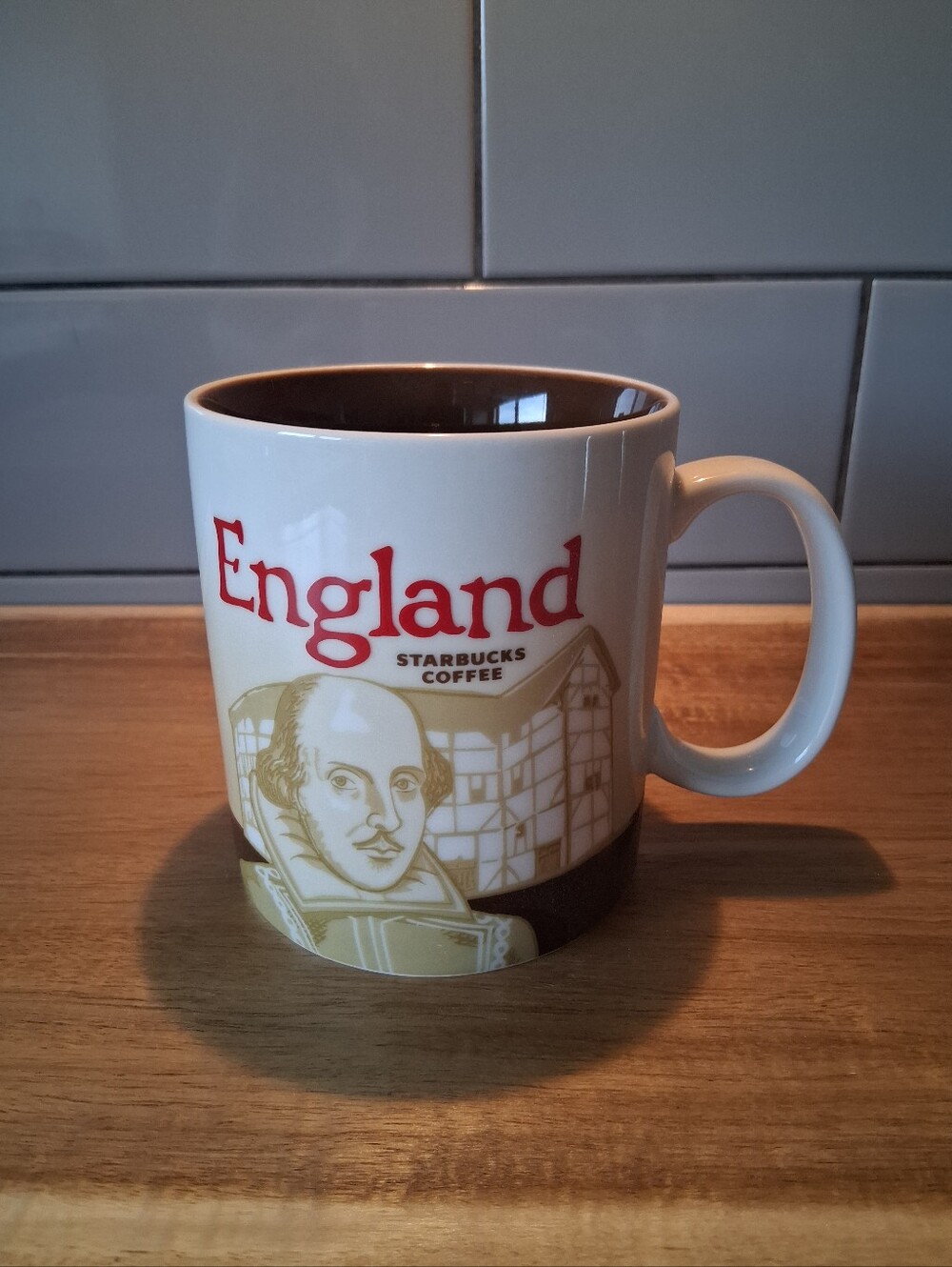 Starbucks England Ceramic Mug - White, Brown & Red